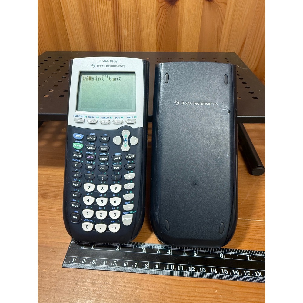 Texas Instruments TI-84 Plus Graphing Calculator Black Silver with Cover